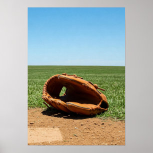 Klassischer Baseballhandschuh auf Infield-Erde Poster