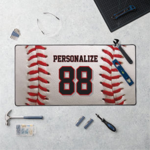 Klassischer Baseballstich mit individuellem Namen Schreibtischunterlage