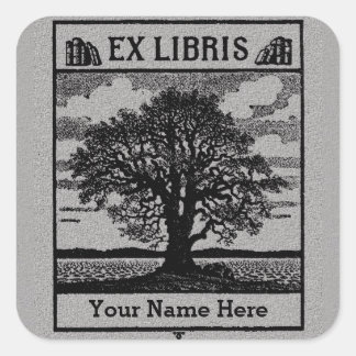 Klassischer Baum mit Büchern Ex Libris Buchbesitze Quadratischer Aufkleber