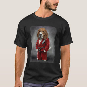 Klassischer Beagle-Hund Judo Karate Meister in rot T-Shirt