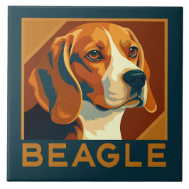 Klassischer Beagle Portrait Retro Style Fliese