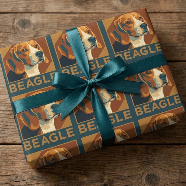 Klassischer Beagle Portrait Retro Style Geschenkpapier (Von Creator hochgeladen)