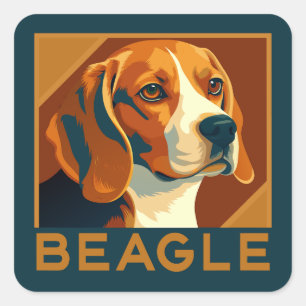 Klassischer Beagle Portrait Retro Style Quadratischer Aufkleber