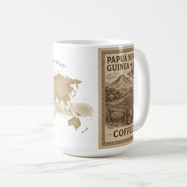 Klassischer Becher, 325 ml - Kaffee & Papua-Neugui Kaffeetasse (VorderseiteRechts)