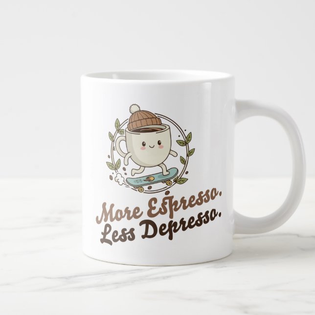 Klassischer Becher - Mehr Espresso. Weniger Depres Jumbo-Tasse (Rechts)