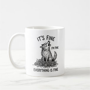 Klassischer Becher: Whimsical Heulender Wolf Angst Kaffeetasse