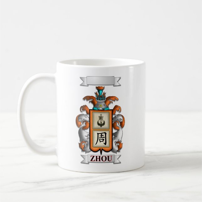 Klassischer Becher Zhou Nachname Und Schild Kaffeetasse (Links)