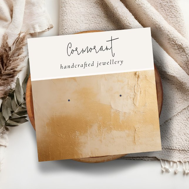Klassischer Beige Gold Ölpaint Texture Earring Hol Quadratische Visitenkarte (Von Creator hochgeladen)
