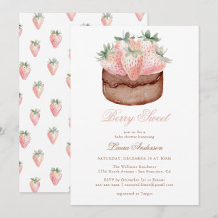 Klassischer Berry Sweet Erdbeeren Cupcake Baby Sho Einladung
