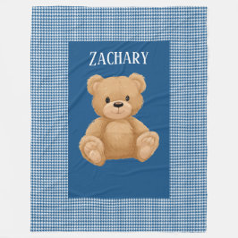 Klassischer Blau Houndstooth, Teddybär, Fleecedecke