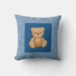 Klassischer Blau Houndstooth, Teddybär, Kissen