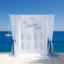 Klassischer blauer Schrift Hochzeits-Sitzplan Stof