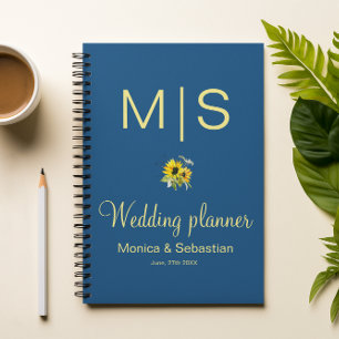 Klassischer blauer Sonnenblumen-Hochzeitsplaner Planer