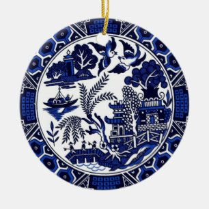 Klassischer blauer Weide-China-Entwurf Keramik Ornament