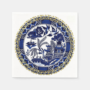 Klassischer blauer Weide-Entwurfs-Papierservietten Serviette