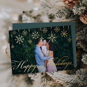 Klassischer Blüh Happy Holidays Folien Feiertagskarte