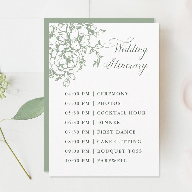 Klassischer Blumengarten in Salbeigrün Hochzeitspl Programm (Von Creator hochgeladen)