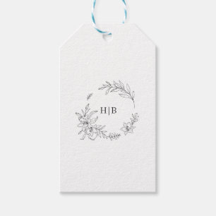 Klassischer Blumenkranz-Monogramm-Hochzeit Geschenkanhänger