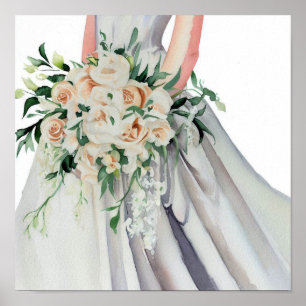 Klassischer Blush, Bridal Cascading Bouquet 1, Poster