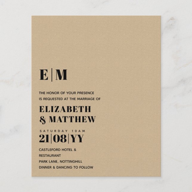 Klassischer BOLD Text nur Hochzeitsempfang Einfach Flyer (Vorne)