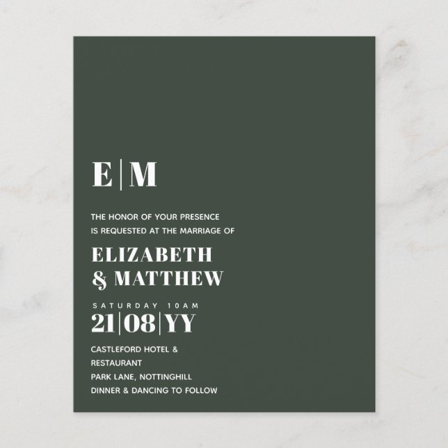 Klassischer BOLD Text nur Hochzeitsempfang Einfach Flyer (Vorne)