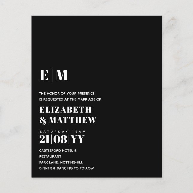 Klassischer BOLD Text nur Hochzeitsempfang Einfach Flyer (Vorne)