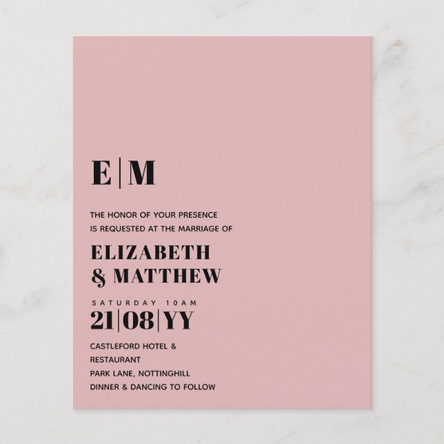 Klassischer BOLD Text nur Hochzeitsempfang Einfach Flyer (Vorne)