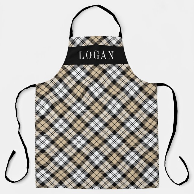 Klassischer brauner Herren-Monogramm mit Black Wat Schürze (Vorderseite)