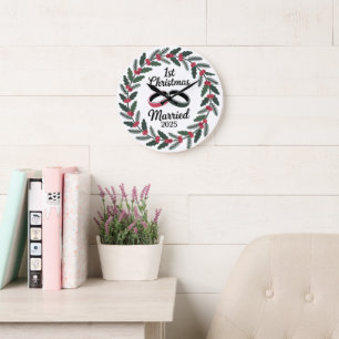 Klassischer Brautringkranz   1. Weihnachten Große Wanduhr