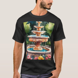 Klassischer Brunnen Silhouette T - Shirt - Eleganz