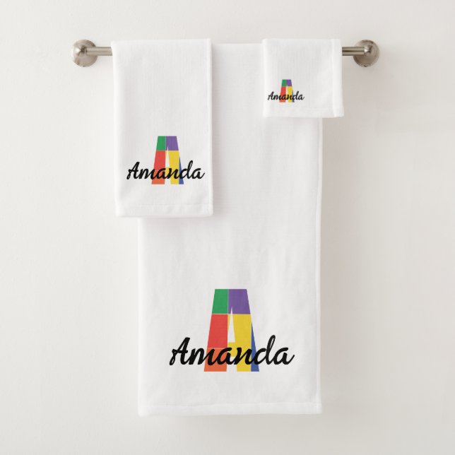 Klassischer Buchstabe A mit Monogramm Badhandtuch Set (Insitu)