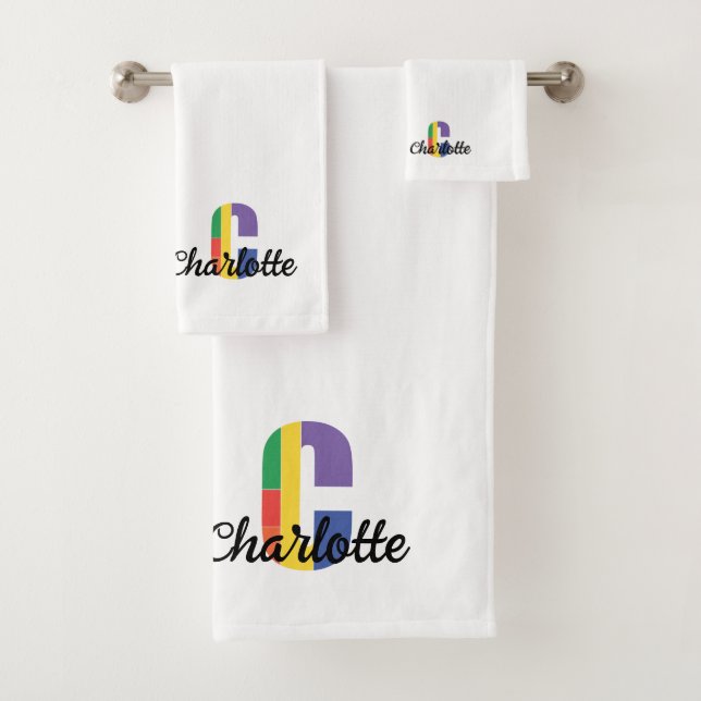 Klassischer Buchstabe C mit Monogramm Badhandtuch Set (Insitu)