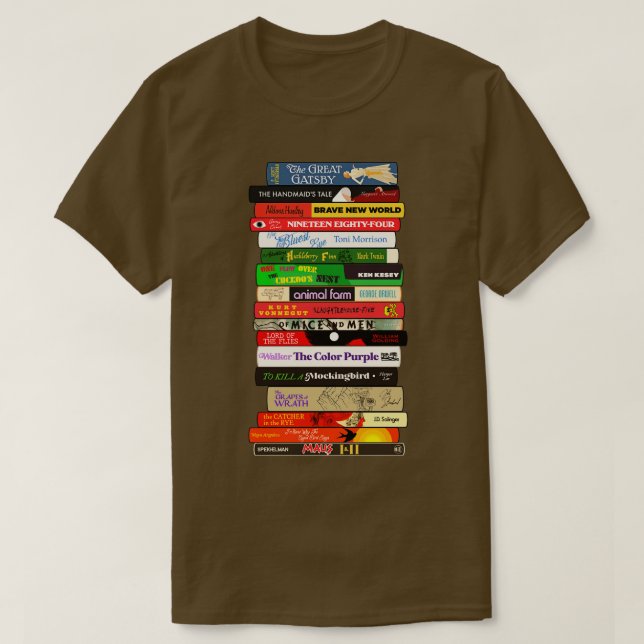 Klassischer Buchstapel T-Shirt (Design vorne)