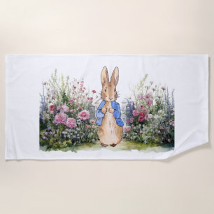 Klassischer Bunny Rabbit blauer Mantel Strandtuch