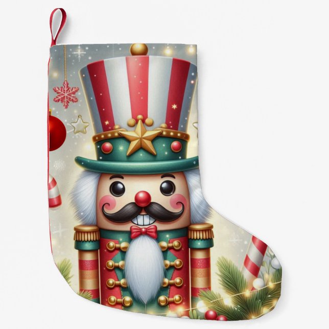 Klassischer, bunter, skurriler Weihnachtsknacker Kleiner Weihnachtsstrumpf (Vorderseite)