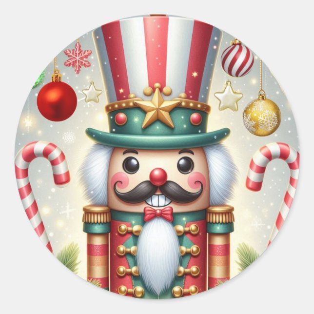 Klassischer, bunter, skurriler Weihnachtsknacker Runder Aufkleber (Vorderseite)