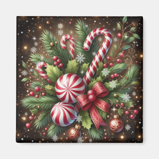 Klassischer Candy Cane/Pfefferminz Weihnachtsgrün Magnet (Vorne)