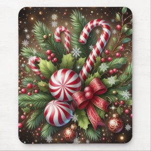 Klassischer Candy Cane/Pfefferminz Weihnachtsgrün Mousepad