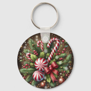Klassischer Candy Cane/Pfefferminz Weihnachtsgrün Schlüsselanhänger