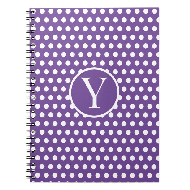 Klassischer Chic Anfangsbuchstabe Polka Dot Lila Notizblock (Vorderseite)