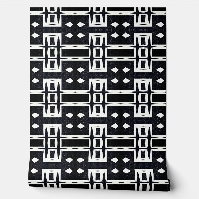 Klassischer Chic Black and White Geometric Deko Mo Tapete (Abrollen)