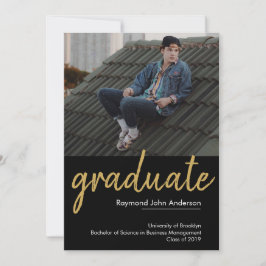 Klassischer Chic Black Gold Graduate Script Abschl Ankündigung