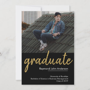 Klassischer Chic Black Gold Graduate Script Abschl Ankündigung