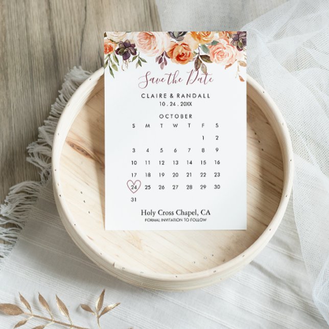 Klassischer Chic Boho Save the Date Calendar (Von Creator hochgeladen)