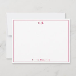 Klassischer Chic Burgundy Red Monogram Name Minima Mitteilungskarte