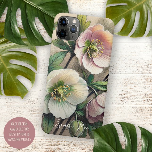 Klassischer Chic Helleborus Kunstvoll Zeichnend Case-Mate iPhone Hülle (Von Creator hochgeladen)