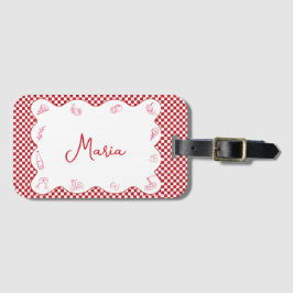 Klassischer Chic italienischer Themenname Rot Chec Gepäckanhänger