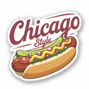 Klassischer Chicago-Style-Hot-Dog-Essensliebhaber Aufkleber