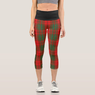 Klassischer Clan Cumming Red Green Tartan Kariert Capri Leggings