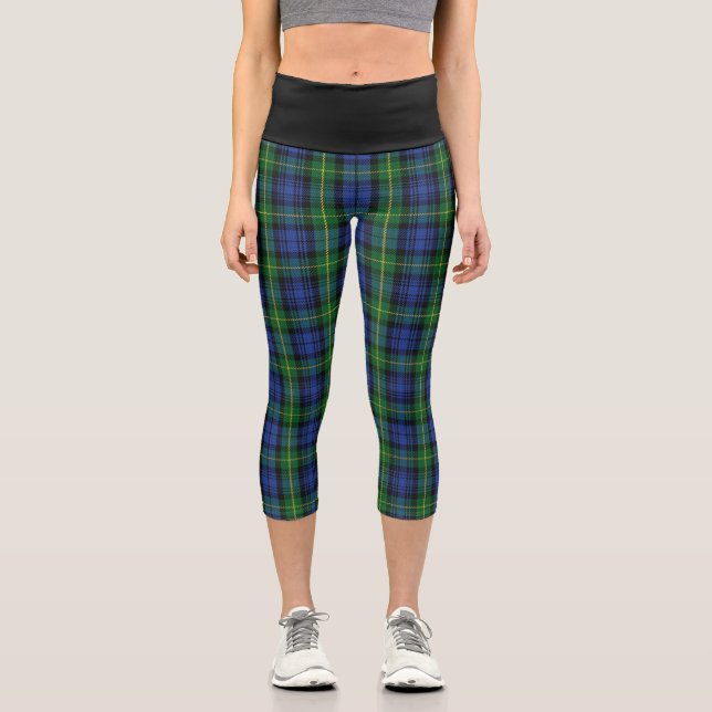 Klassischer Clan Gordon Tartan Kariert Capri Leggings (Vorderseite)
